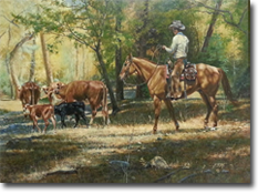 Original Painting, Riding the Herd