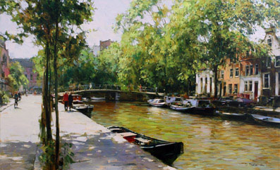 Original Painting, Amsterdam, September by Dimitri Danish