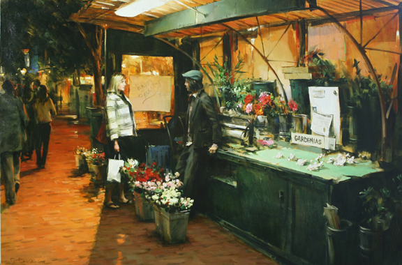 Original Painting, Flower Store by Dimitri Danish