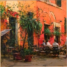 Original Painting, Cafe Afternoon by Dimitri Danish