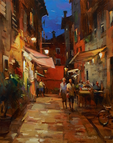 Original Painting, Evening Stroll by Dimitri Danish