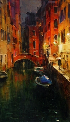 Original Painting, Night in Venice by Dimitri Danish