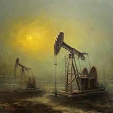 Original Painting, Black Gold Morning by Wesley James Drake