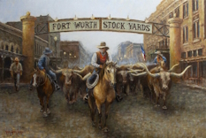 Original Painting, Ft. Worth Stockyards by Wesley James Drake