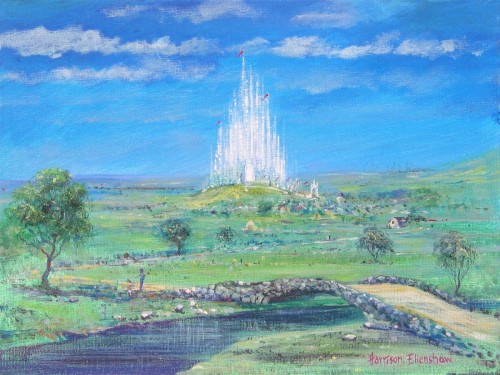 Original Painting, Bridge to the Castle by Harrison Ellenshaw
