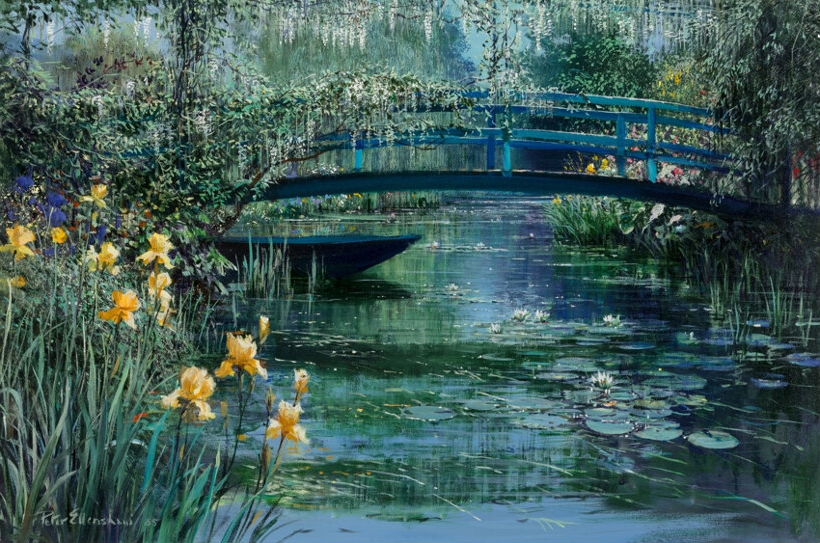 Original Painting, Bridge at Giverny by Peter Ellenshaw