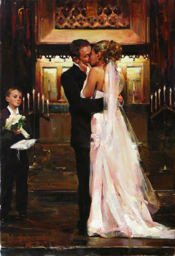 Original Painting, First Kiss by Michael & Inessa Garmash