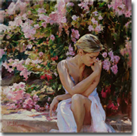 Original Painting, In the Spring Garden by Michael & Inessa Garmash