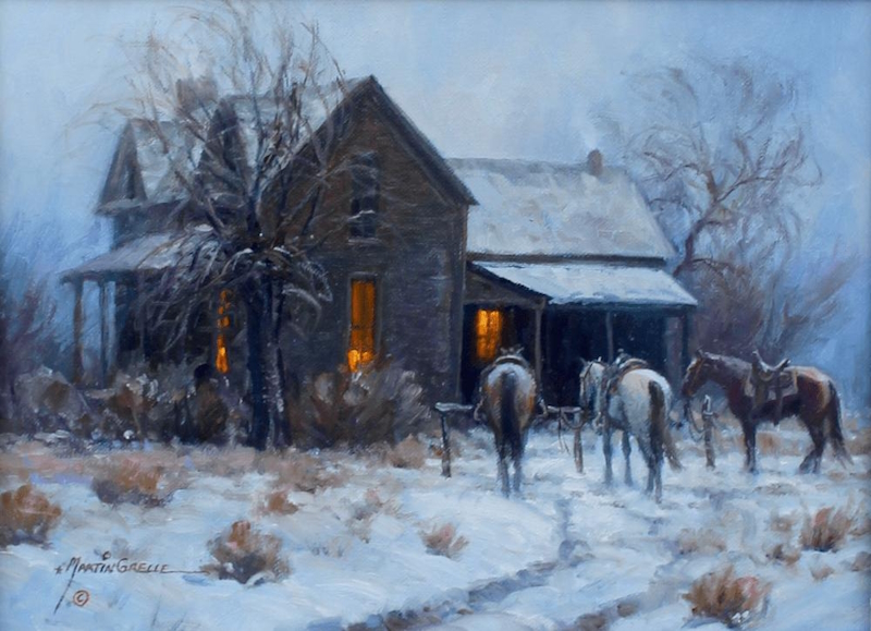 Original Painting, Stayin' by the Fire by Martin Grelle