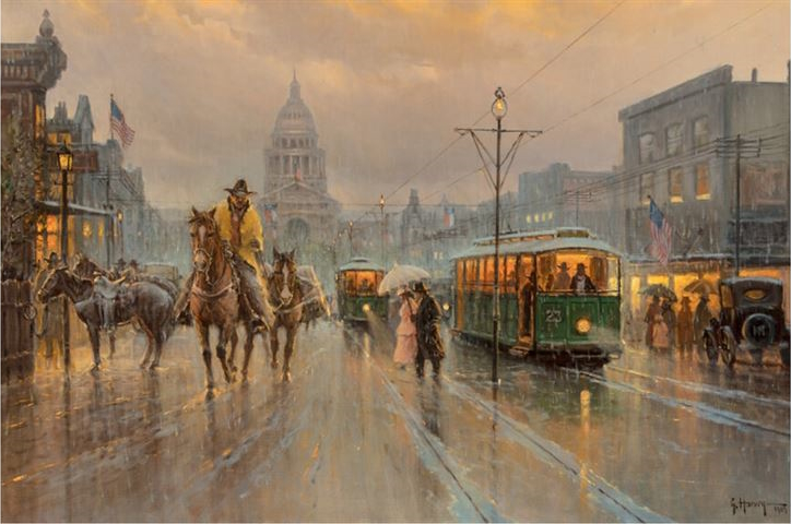 Original Painting, Commerce Along the Avenue by G. Harvey