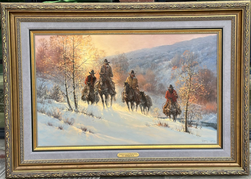 Original Painting, Morning Glow on Powder Snow by G. Harvey