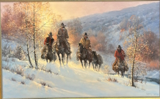 Original Painting, Morning Glow on Powder Snow by G. Harvey