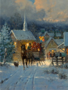 Original Painting, Sleigh Ride Memories by G. Harvey