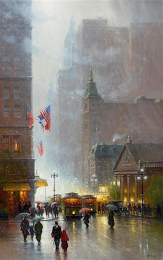 Original Painting, The Lights of Broadway by G. Harvey