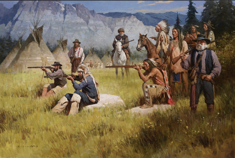 Original painting Marksmanship Contest, Wind River Camp by Z.S. Liang