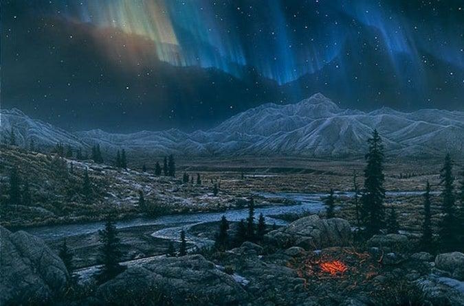 Original Painting, Midnight Fire by Stephen Lyman