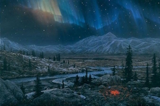 Original Painting, Midnight Fire by Stephen Lyman