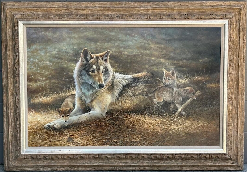 Original painting Mother Wolf and Cubs by Bonnie Marris
