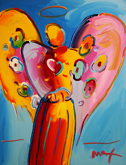Original Painting, Angel With Heart 2011 by Peter Max