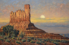 Original Painting, Southwestern Moonrise by Robert Peters