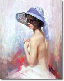 Original Painting, Lady in Spring Bonnet