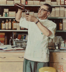 Norman Rockwell Original Oil Study Pharmacist