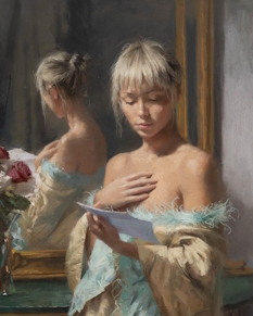 Original Pastel, The Note by Vicente Romero
