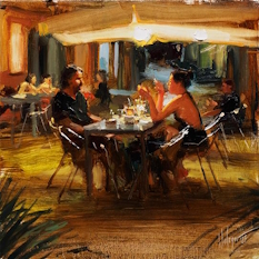 Original Painting, Yellow Night by Vladimir Volegov