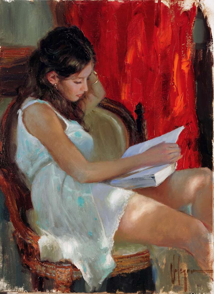Reading a Novel 
 Original Painting by Vladimir Volegov