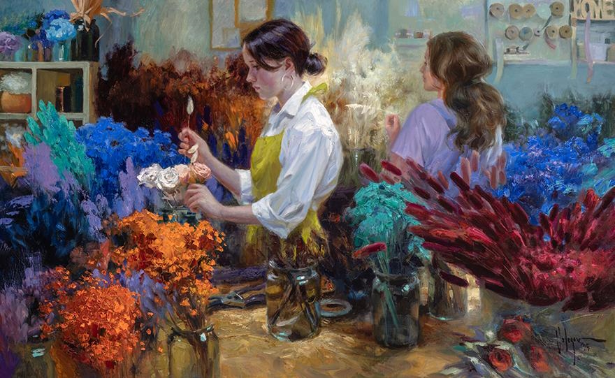 Dried Flower Shop Original Painting by Vladimir Volegov
