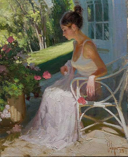 In Her Thoughts Original Painting by Vladimir Volegov