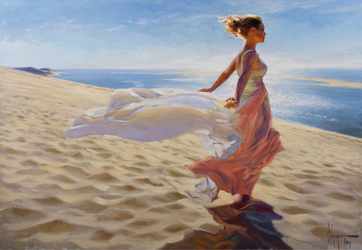 Light Wind at Dune tu Pilat Original Painting by Vladimir Volegov
