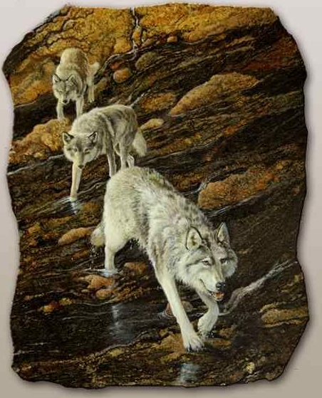 Original painting Wolves of Rock Creek by Susan von Borstel