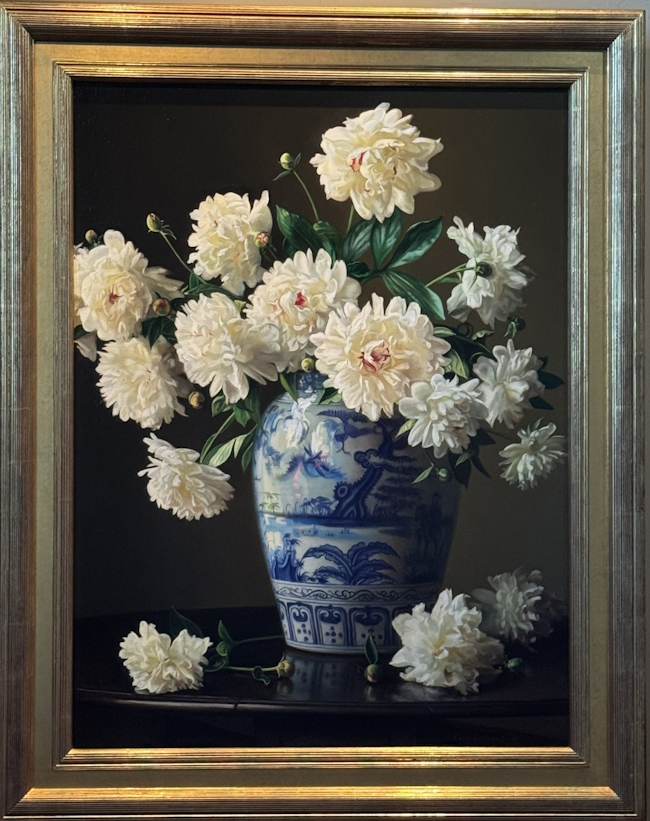 Original Painting, Shades of Cream, Blue, and Carmine
 by Evan Wilson